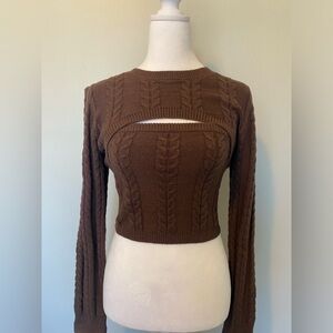 Two Piece Crop Top- Bandeau and Sweater